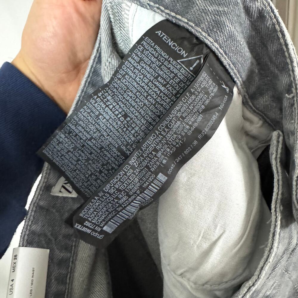 Zara Boy Boy Fit w Embellishment Striped Relaxed Straight Jeans 4 NEW Grey Denim - Picture 7 of 7